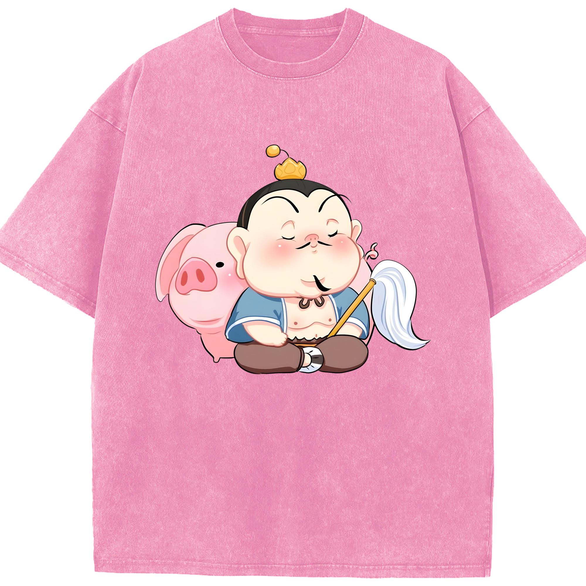 （画像用） Ne Zha 2 ナタ 魔童の大暴れ 綿100% ヴィンテージ風 半袖Tシャツ（フロントプリント）